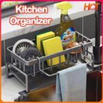 Metal Sponge Drainer Rack With Towl Holder Kitchen Bathroom Sink Organizer Rack Soap Holder Orgaizer